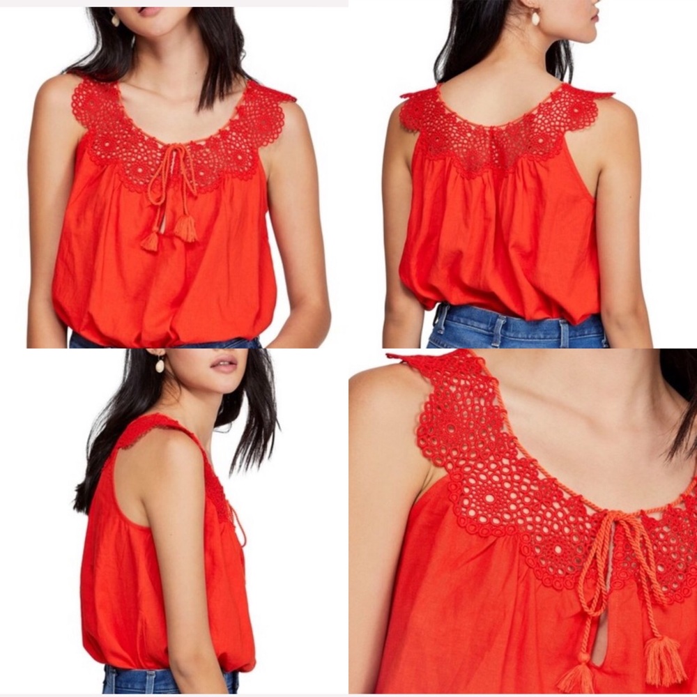 Free People Clover Croft Crop Camisole Crochet Top